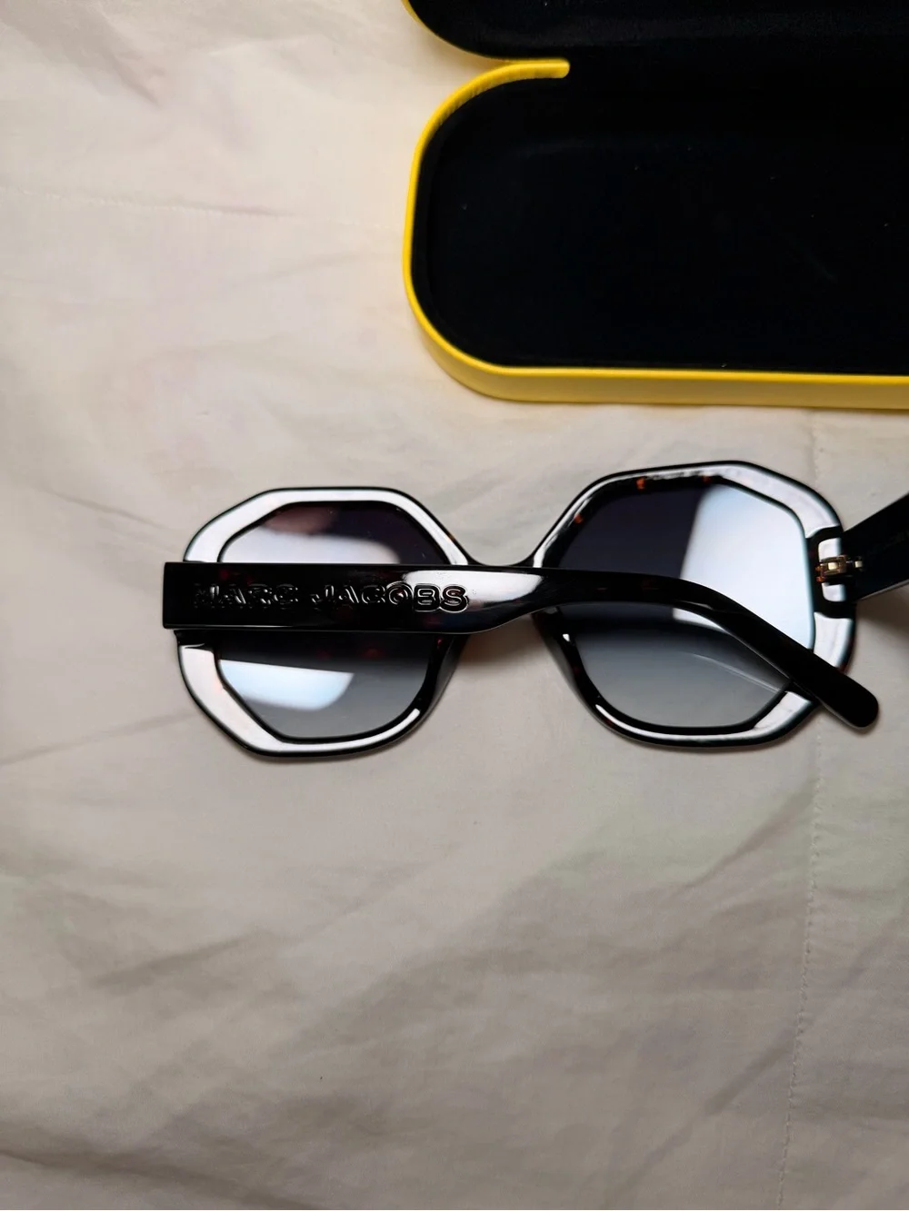 Marc Jacobs Tortoiseshell Octagon Sunglasses with Blue Gradient Lenses